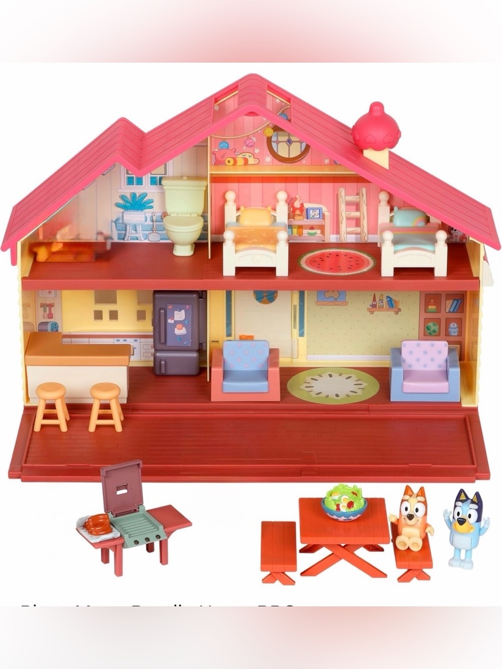 the Bluey Toy House Mega Bundle, Family Home & BBQ Playhouse by Moose Toys.
